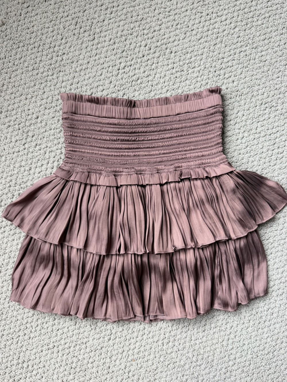 Smocked Tiered Mini Skirt in Dusty Mauve